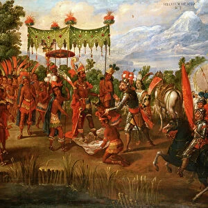 Hernan Cortes meets Emperor Moctezuma