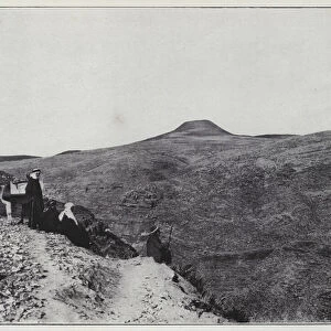The Herodium or Mount of the Franks seen from the laura of Saint-Chariton (b / w photo)