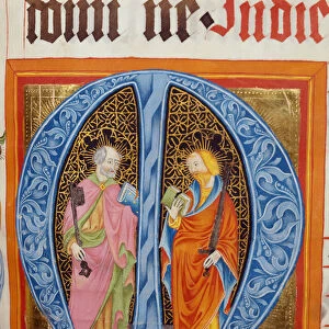Historiated Initial M with Saints Peter and Paul