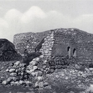 Houses at Zerin, the Ancient Jezreel (b / w photo)