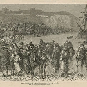 The Huguenots in England: French Huguenot refugees landing at Dover in 1685 (engraving)