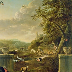 Hunting scene (oil on canvas)
