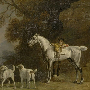 Huntsman with a Grey Hunter and Two Foxhounds: details from the Goodwood Hunting picture