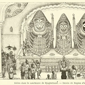 Idoles dans le sanctuaire de Djaghernaut (engraving)