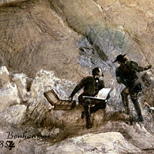 Ignace Francois Bonhomme painting outdoors, 1854 (painting)