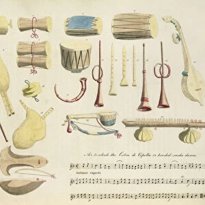 Indian Musical Instruments, plate 23 from Oriental Drawings, pub