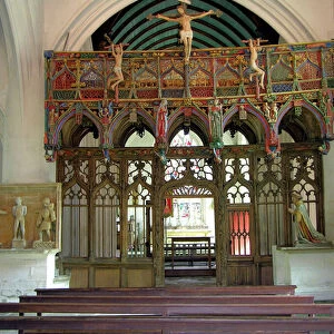 Interior of the chapel with the painted rood screen (photo)