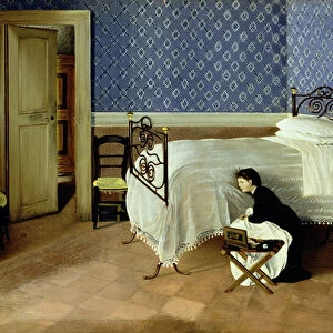 Interior with a figure (oil on canvas)