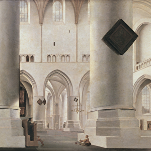 Interior of the Grote Kerk, Amsterdam, c. 1637 (oil on wood)