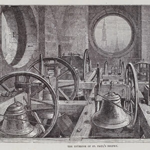 The interior of St Pauls Cathedral belfry (engraving)