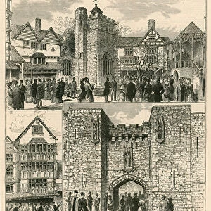 The International Health Exhibition at South Kensington: Reproduction of London in the Olden Time (engraving)