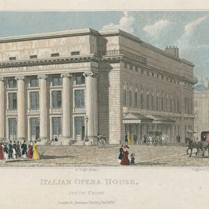 Italian Opera House, South Front, London (coloured engraving)