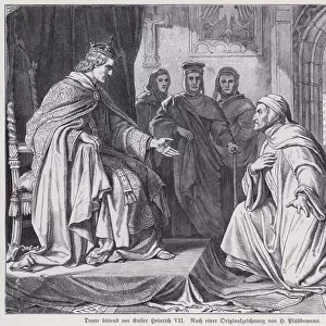 Italian poet Dante Alighieri being received by the Holy Roman Emperor Henry VII (engraving)