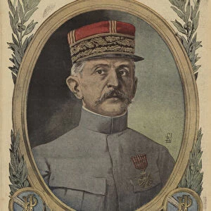 Jean-Baptiste Marchand, French general wounded in the Battle of Champagne, World War I, 1915 (colour litho)