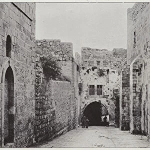 Jerusalem, Way of the Cross, second station (b / w photo)