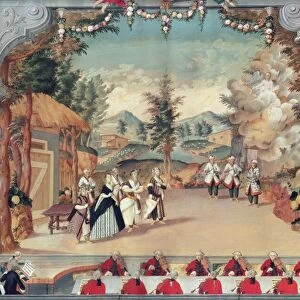 Joseph Haydn (1732-1809) at the first performance of his opera L Incontro