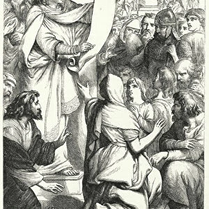 Josiah, King of Judah, reading the Law to the people (engraving)