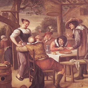 Joyful Company under a Crib (oil on canvas)