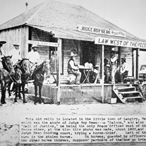 Judge Roy Bean (1825-1903) holding court at Langtry, c. 1900 (b / w photo)