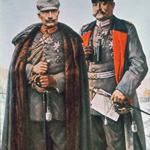 Kaiser Wilhelm II and Field Marshal Hindenburg (colour litho)
