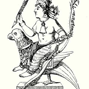 Kamadeva, Hindu god of love and desire (engraving)