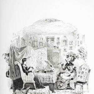 Kate Nickleby sitting to Miss La Creevey, illustration from Nicholas Nickleby
