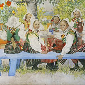 Kerstis Birthday, 1909 (watercolour and pencil on paper laid down on canvas)