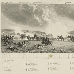 Key to The Battle of Waterloo, 1815, engraving by J. T