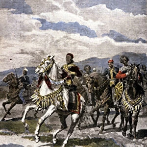 The King of Ethiopia Menelik II (1844 - 1913). Ill. of the Italian press