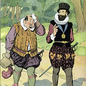 King Henry IV (1553-1610) and Charles II Duke of Mayenne (1554-1611) (King of France Henri IV and Charles of Lorraine, Duke of Mayenne) Illustration by Edouard Zier in " Our-glories-nationales" 1920 Private collection