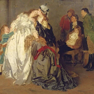 King Louis XVI of France bidding farewell to his family in the Temple prison, detail