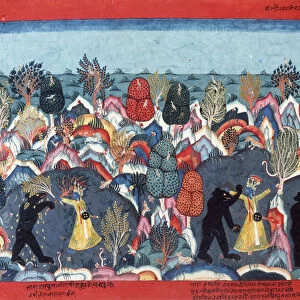 Krishna Fighting Jambavata, King of the Bears, c. 1775 (w / c on paper)
