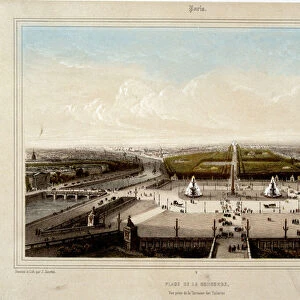 La Place de la Concorde - Lithography by Jacottet, 19th century