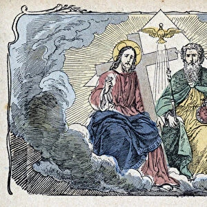 La sainte trinity in Tout l enseignement religieux - Je believers en dieu, sd. late 19th century, illustration by Jouvenot. Library of catechisms. Paris. Leemage Collection