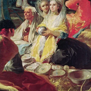 Ladies buying pottery at a stall in Madrid, 1779 (oil on canvas) (detail of 38625)