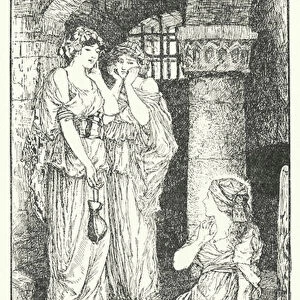 The ladies tempt Dorothea (litho)