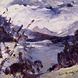 Lake Walchen Surrounded by Mountains, 1925 (oil on canvas)