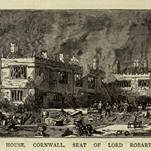 Lanhydrock House, Cornwall, Seat of Lord Robartes, partially destroyed by Fire (engraving)