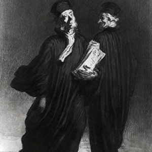 Two Lawyers, c. 1862 (watercolour & pencil on paper) (b / w photo)