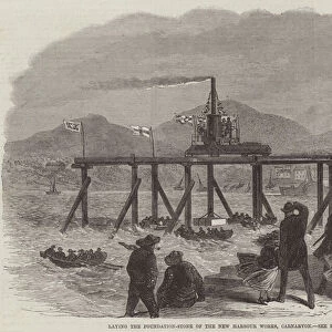 Laying the Foundation-Stone of the New Harbour Works, Carnarvon (engraving)