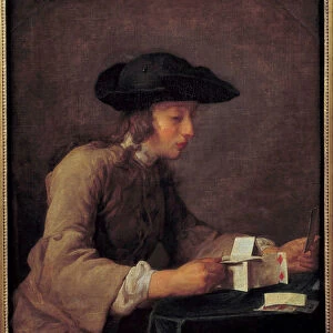 Le chateau de cartes Painting by Jean Baptiste Simeon Chardin (1699-1779