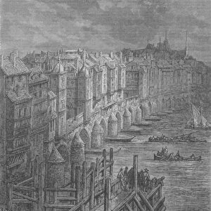 Le Pont De Londres En 1694 (engraving)