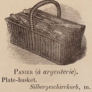 Le Vocabulaire Illustre: Panier (a argenterie); Plate-basket; Silbergeschirrkorb (engraving)