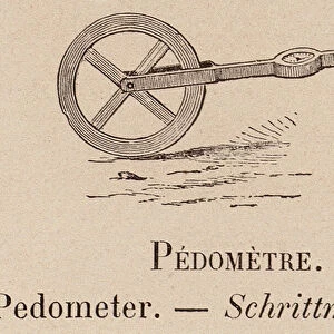 Le Vocabulaire Illustre: Pedometre; Pedometer; Schrittmesser (engraving)