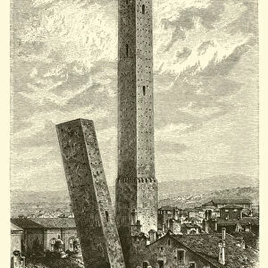 The Leaning Towers in Bologna (engraving)