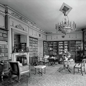 The library, Barnsley Park, Gloucestershire, from Country Houses of the Cotswolds (b/w photo)