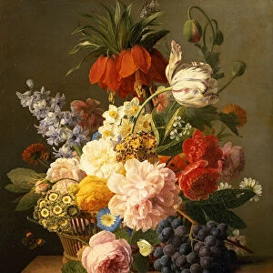 Still Life with Flowers and Fruit, 1827 (oil on canvas)