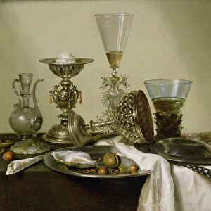 Still Life with Oysters and Nuts, 1637 (oil on panel)