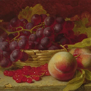 A still life of red currants, peaches and grapes in a basket (oil)