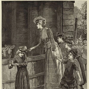 Little Londoners in the Country, "will they bite, teacher?"(engraving)
